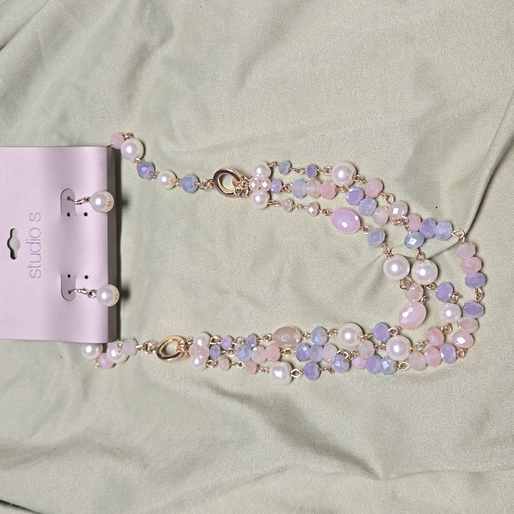 Studio S Multi-tiered Faceted Bead Necklace & Earring Set NWT